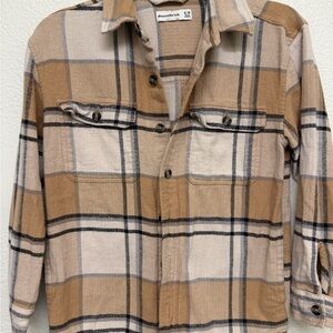 Abercrombie Kids Tan and Cream Plaid Shirt